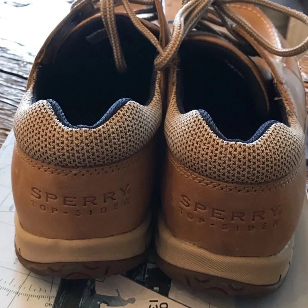 y2k NWT Sperry Top-Sider Keel 3 Eye Linen Leather Loafer Boat‎ Shoes sz 11 Vtg